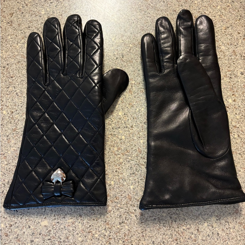 Coach black leather gloves